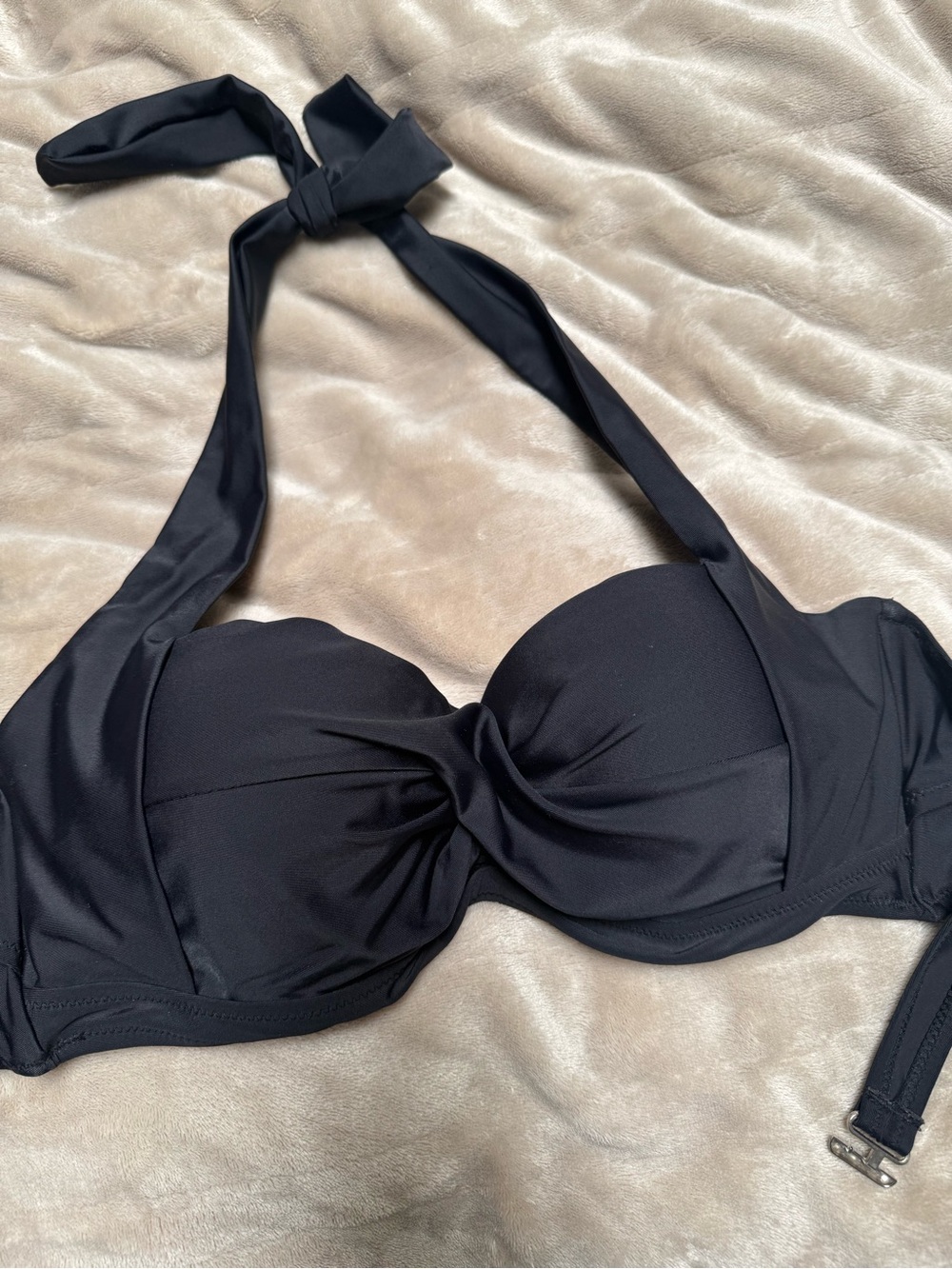 Amazon Black Twist-Front Halter Bikini Top